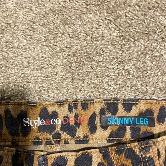 Style & Co. Leopard Print Skinny Jeans - Brown and Black - Picture 4 of 5